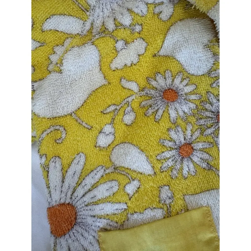Vintage Toddler Terry Cloth Robe Handmade Yellow Daisy Swim Cover Up Size 2/3